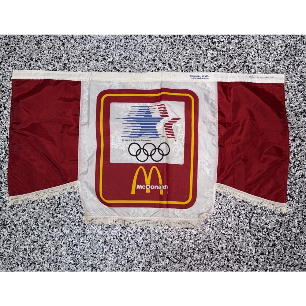 Vintage 1980 LA Los Angeles Olympic Committee McDonald's Olympic Flag Banner